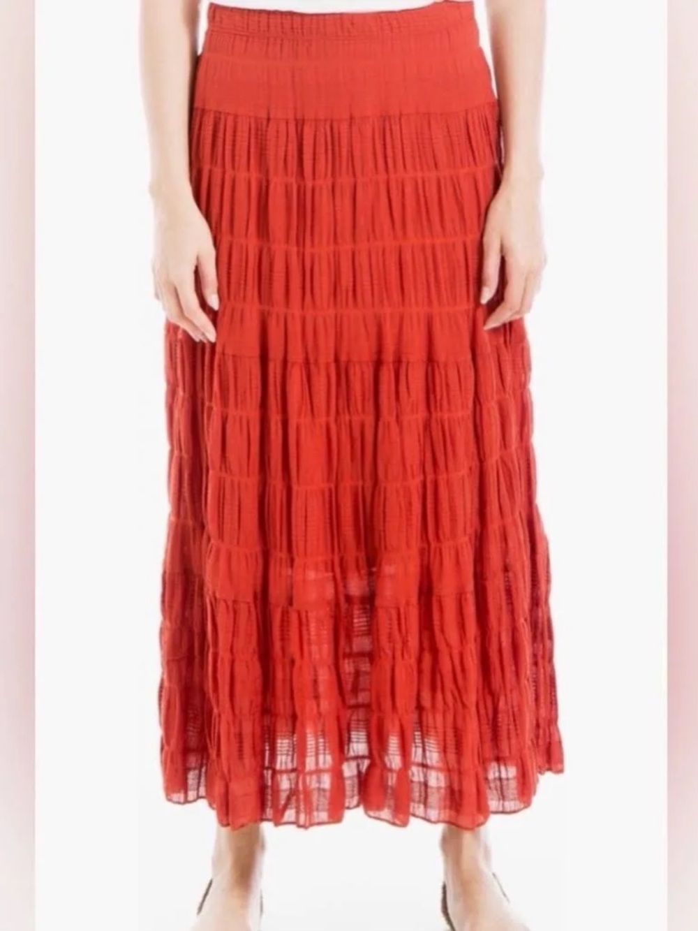 Max Studio Terricotta Tiered Maxi Skirt - Women's Lightweight Boho Style
